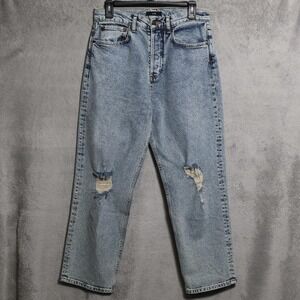 Ruti Jeans Womens 30x27 Light Blue High Rise Mom Distressed Denim Acid Wash